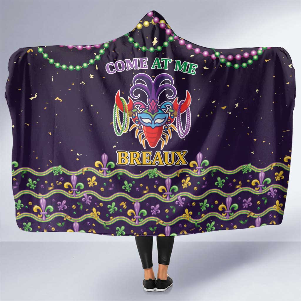 Come At Me Breaux Crawfish Beads Hooded Blanket Mardi Gras Carnival - Wonder Print Shop