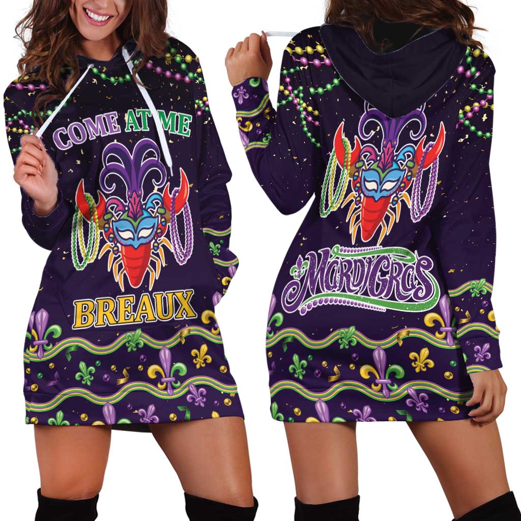 Come At Me Breaux Crawfish Beads Hoodie Dress Mardi Gras Carnival - Wonder Print Shop