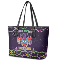 Come At Me Breaux Crawfish Beads Leather Tote Bag Mardi Gras Carnival