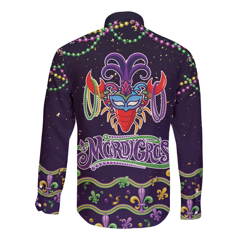Come At Me Breaux Crawfish Beads Long Sleeve Button Shirt Mardi Gras Carnival
