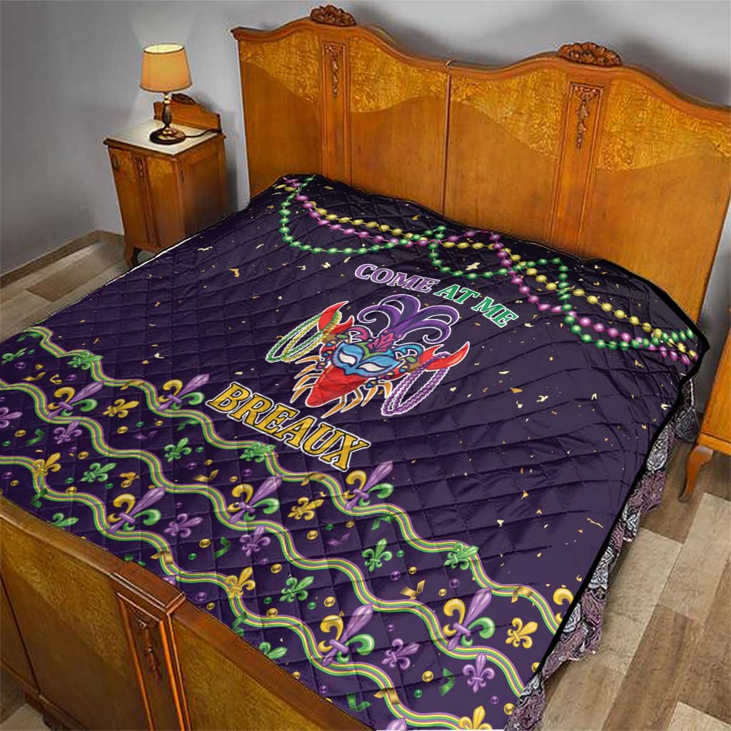 Come At Me Breaux Crawfish Beads Quilt Mardi Gras Carnival - Wonder Print Shop