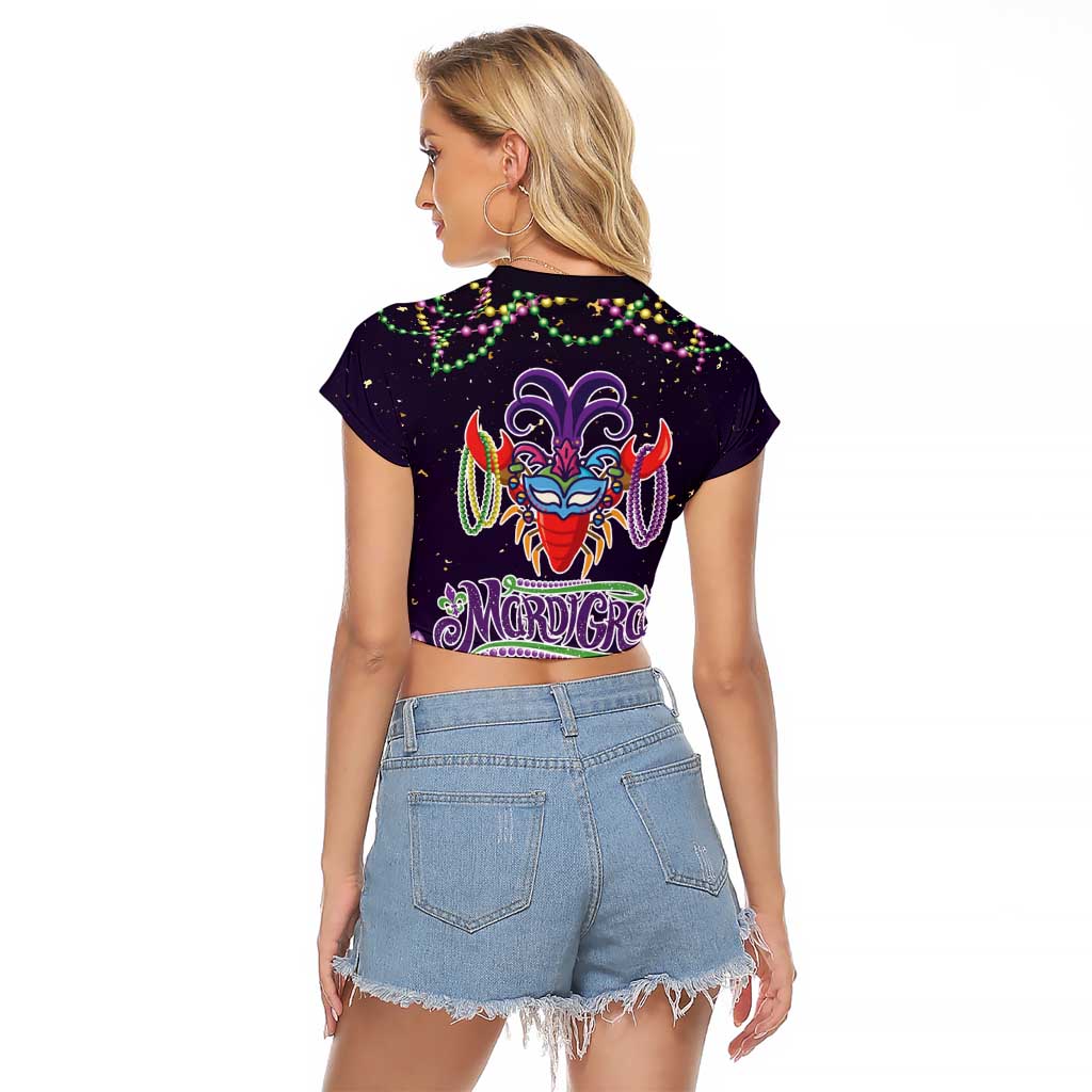 Come At Me Breaux Crawfish Beads Raglan Cropped T Shirt Mardi Gras Carnival - Wonder Print Shop