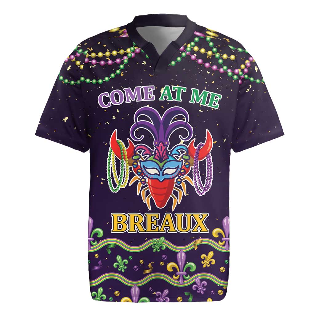 Come At Me Breaux Crawfish Beads Rugby Jersey Mardi Gras Carnival - Wonder Print Shop