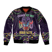Come At Me Breaux Crawfish Beads Sleeve Zip Bomber Jacket Mardi Gras Carnival - Wonder Print Shop