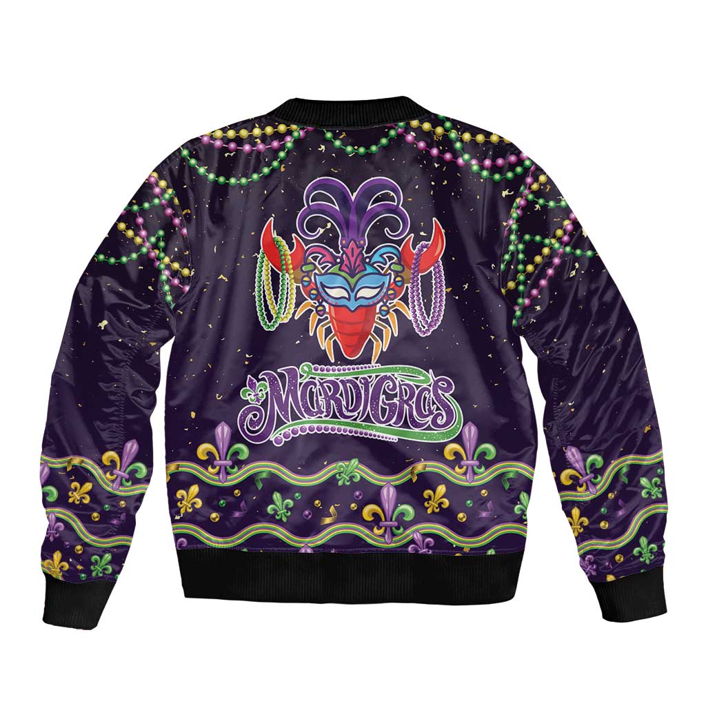 Come At Me Breaux Crawfish Beads Sleeve Zip Bomber Jacket Mardi Gras Carnival - Wonder Print Shop