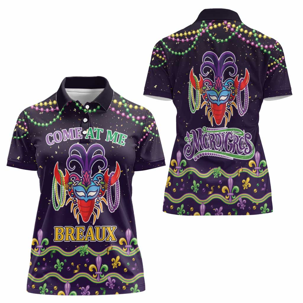 Come At Me Breaux Crawfish Beads Women Polo Shirt Mardi Gras Carnival - Wonder Print Shop