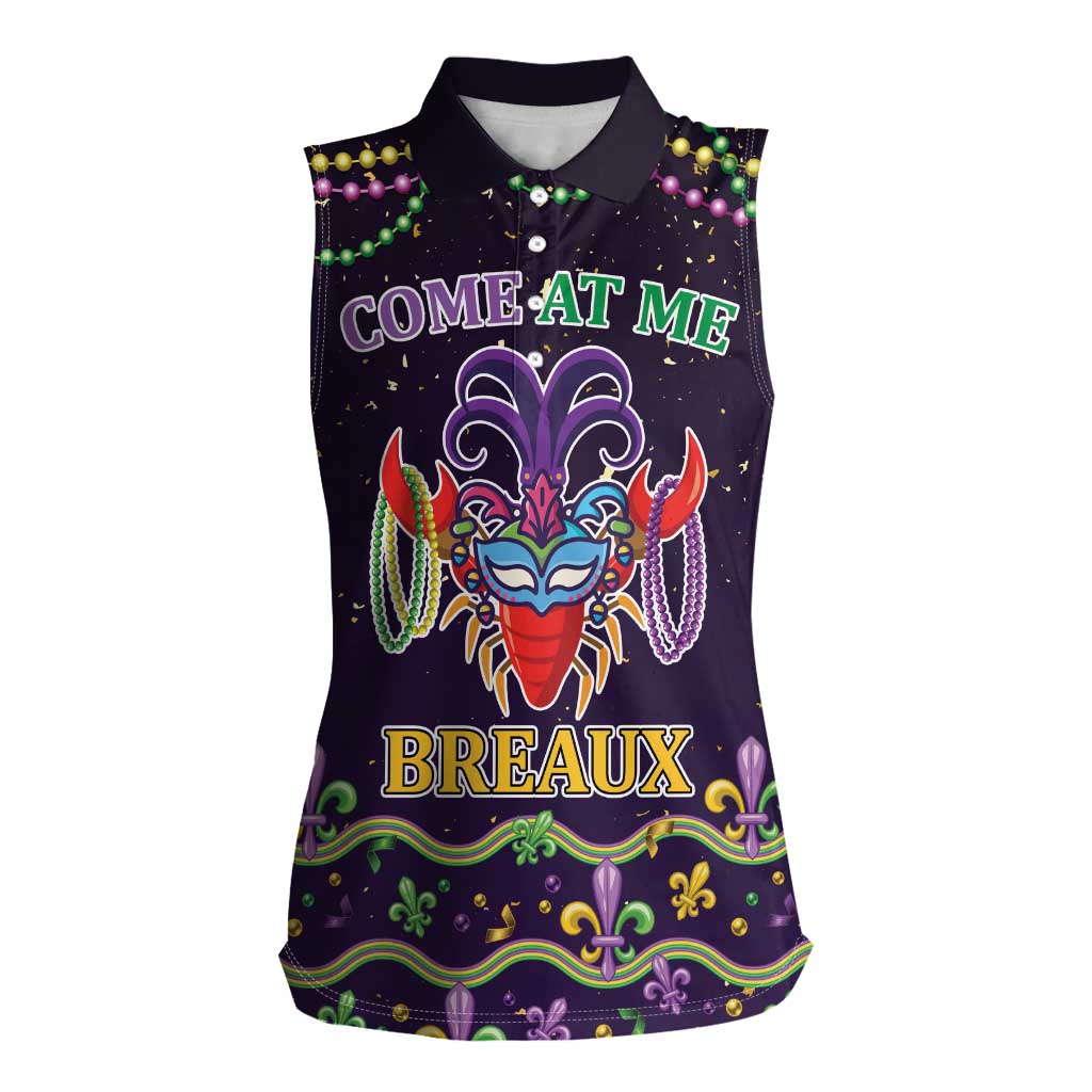 Come At Me Breaux Crawfish Beads Women Sleeveless Polo Shirt Mardi Gras Carnival - Wonder Print Shop