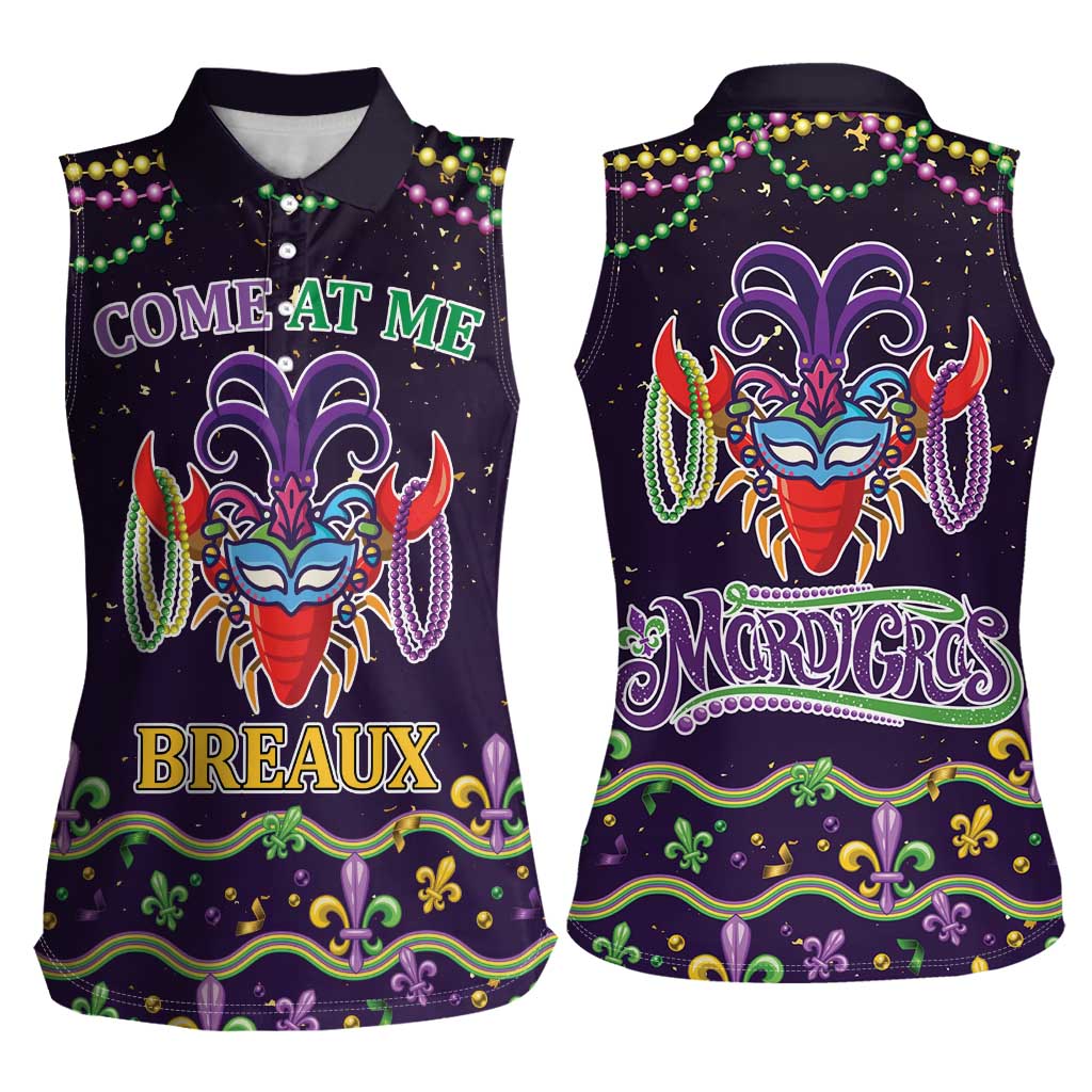 Come At Me Breaux Crawfish Beads Women Sleeveless Polo Shirt Mardi Gras Carnival - Wonder Print Shop