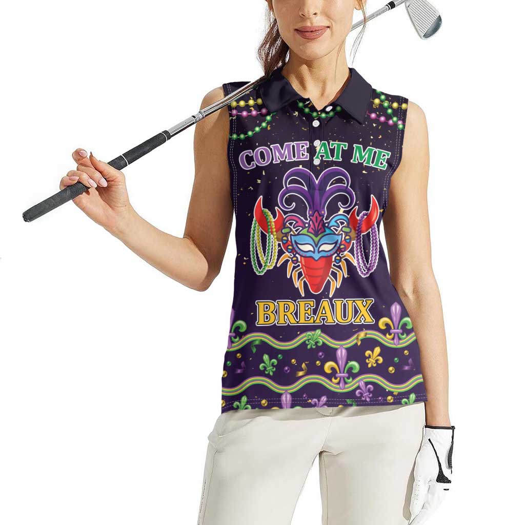 Come At Me Breaux Crawfish Beads Women Sleeveless Polo Shirt Mardi Gras Carnival - Wonder Print Shop