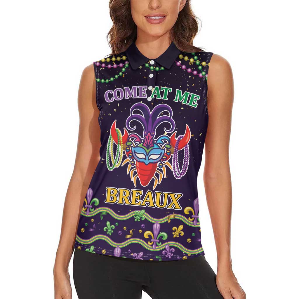 Come At Me Breaux Crawfish Beads Women Sleeveless Polo Shirt Mardi Gras Carnival - Wonder Print Shop