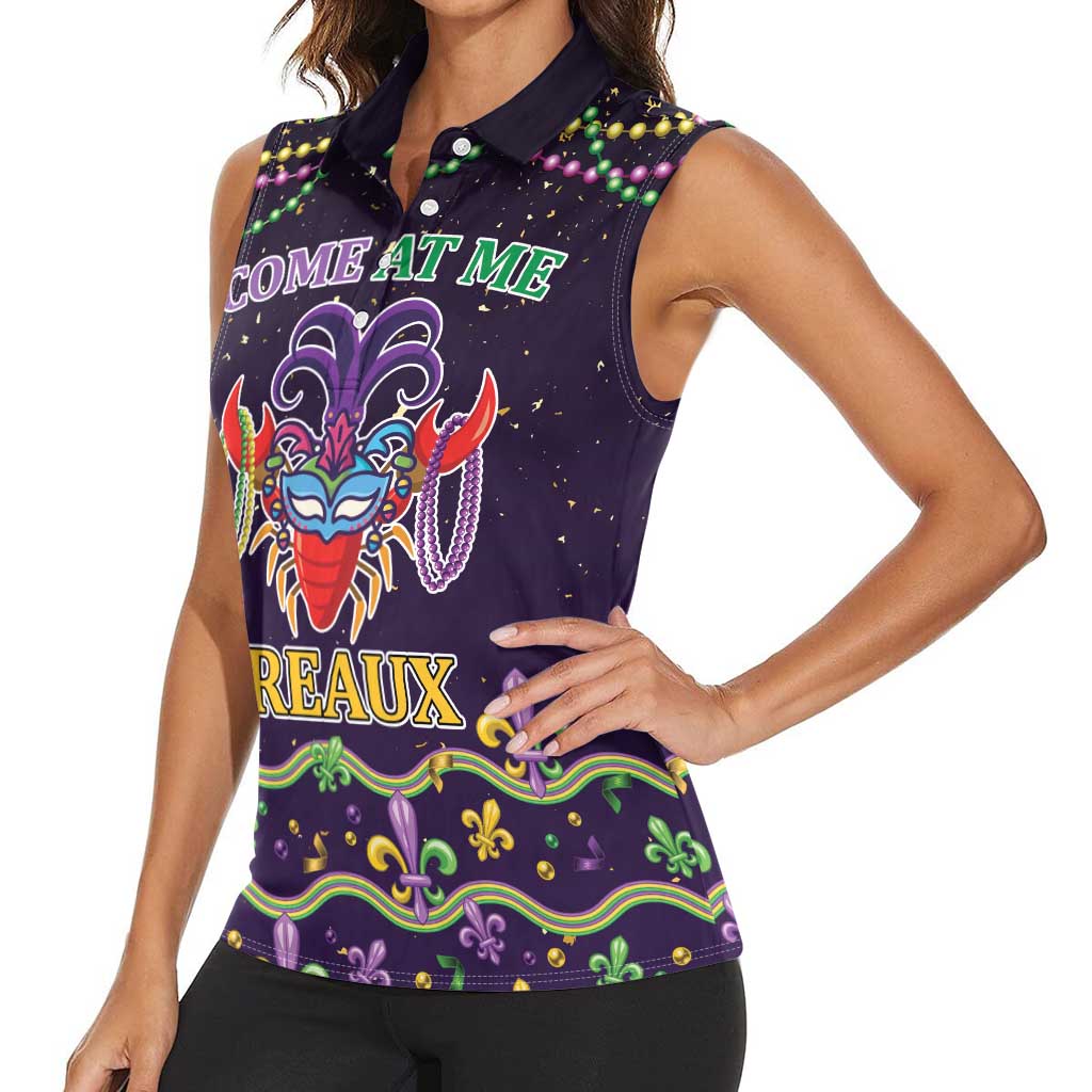 Come At Me Breaux Crawfish Beads Women Sleeveless Polo Shirt Mardi Gras Carnival - Wonder Print Shop