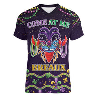 Come At Me Breaux Crawfish Beads Women V-Neck T-Shirt Mardi Gras Carnival - Wonder Print Shop