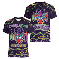 Come At Me Breaux Crawfish Beads Women V-Neck T-Shirt Mardi Gras Carnival - Wonder Print Shop