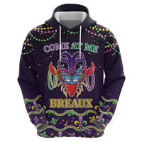 Come At Me Breaux Crawfish Beads Zip Hoodie Mardi Gras Carnival - Wonder Print Shop