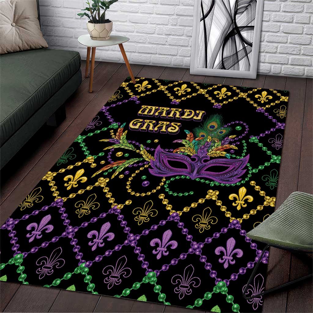 Mardi Gras Carnival Area Rug Geometric Pattern Vintage