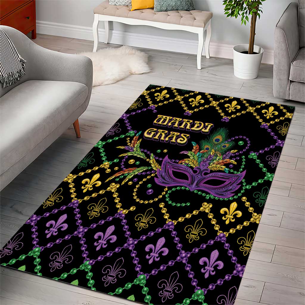 Mardi Gras Carnival Area Rug Geometric Pattern Vintage