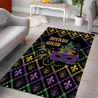 Mardi Gras Carnival Area Rug Geometric Pattern Vintage