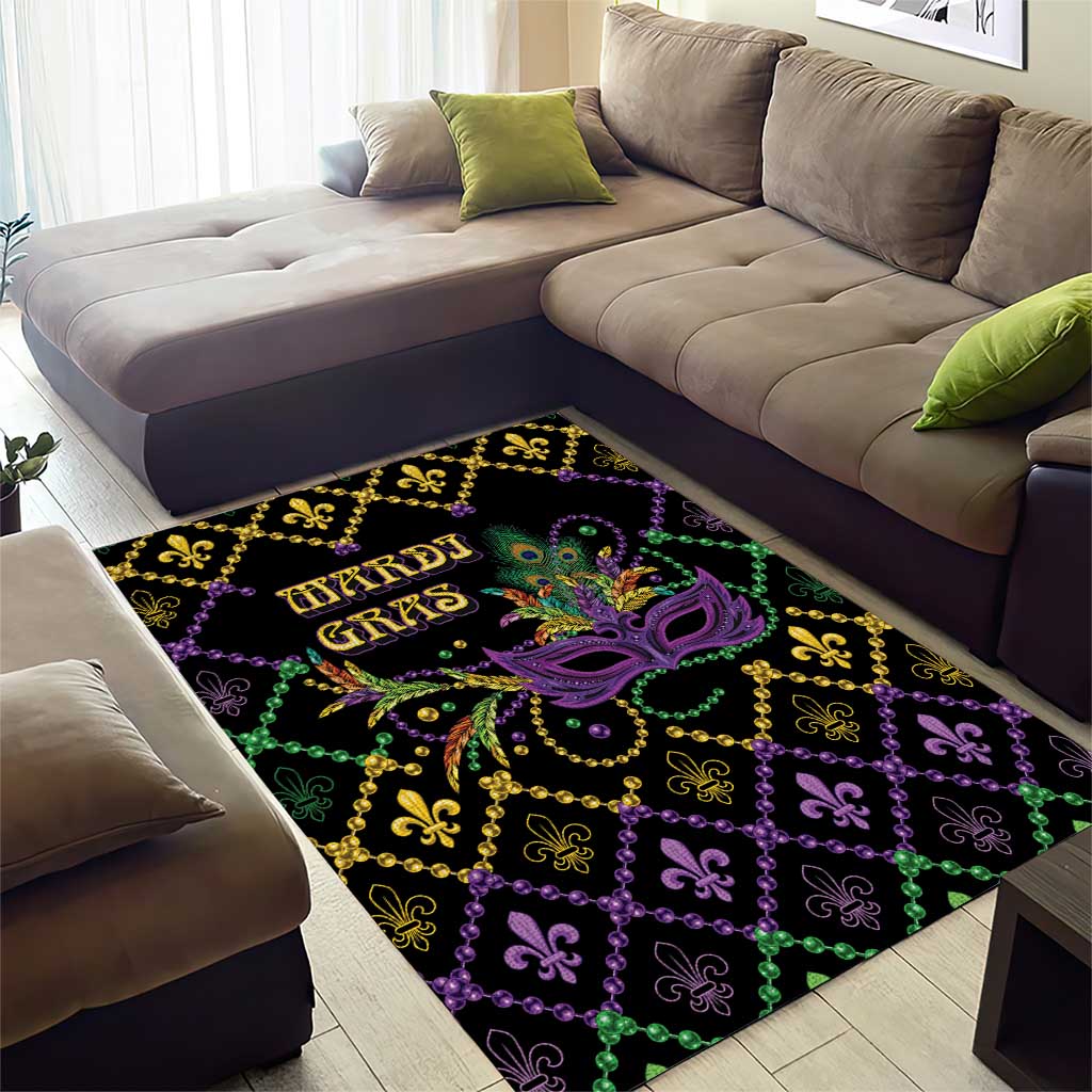 Mardi Gras Carnival Area Rug Geometric Pattern Vintage