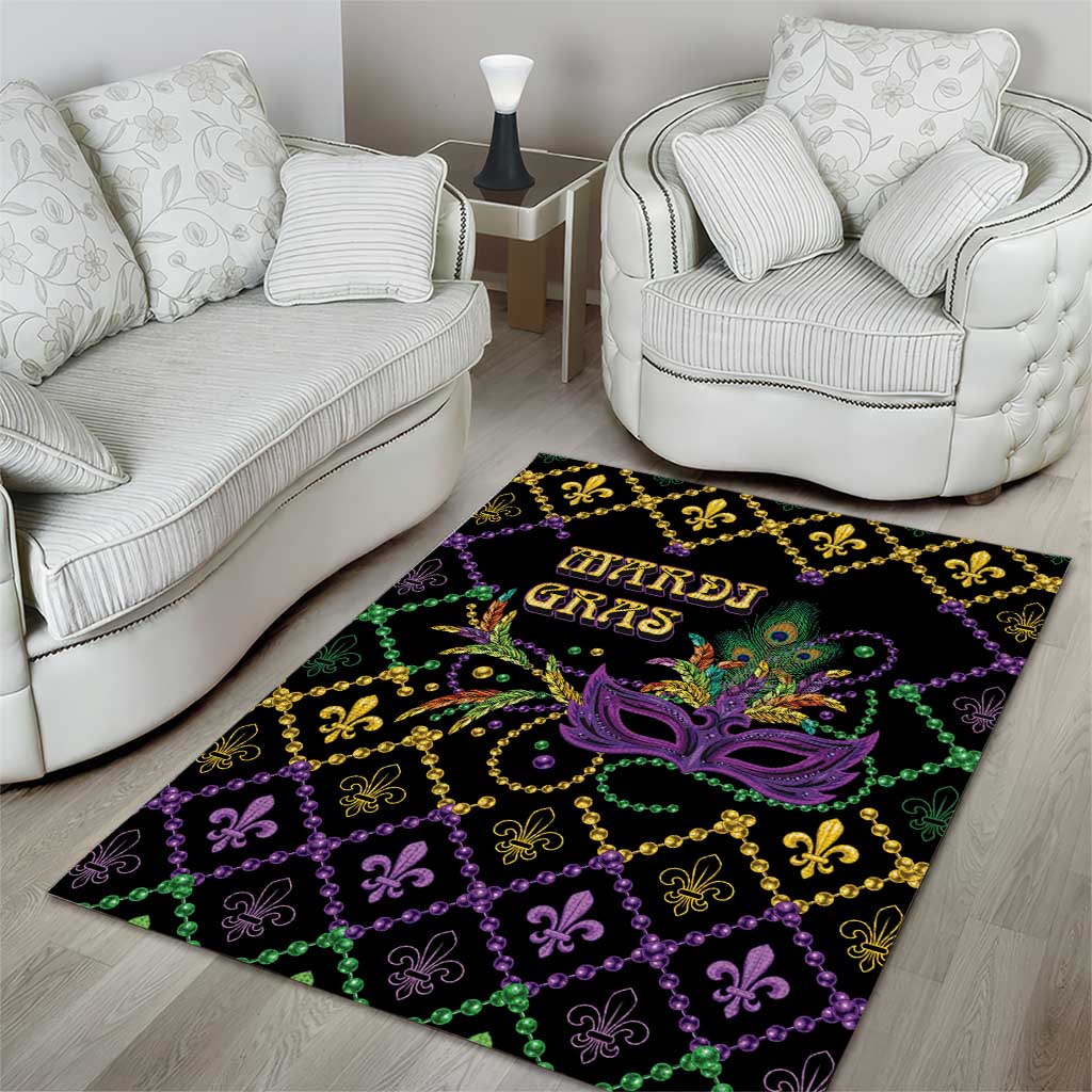 Mardi Gras Carnival Area Rug Geometric Pattern Vintage