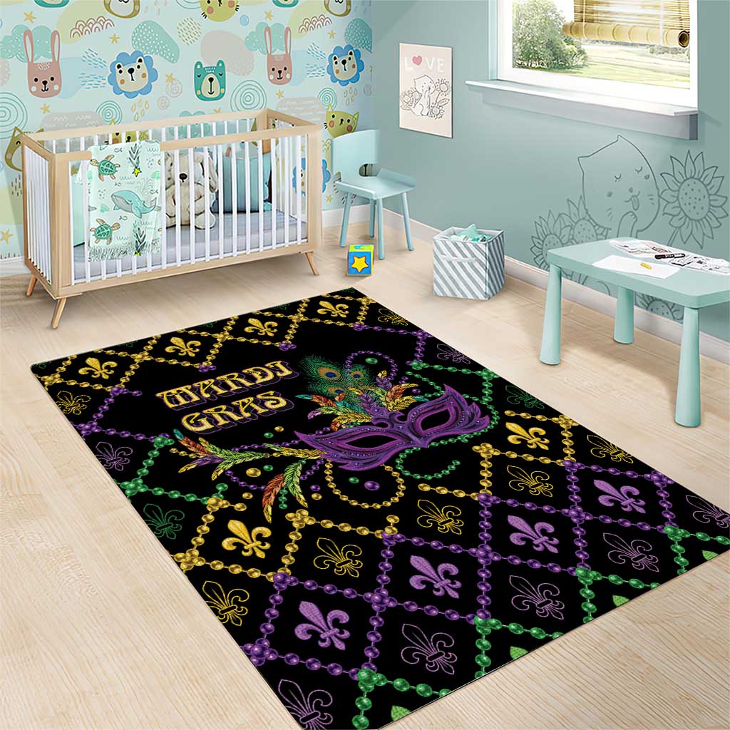Mardi Gras Carnival Area Rug Geometric Pattern Vintage
