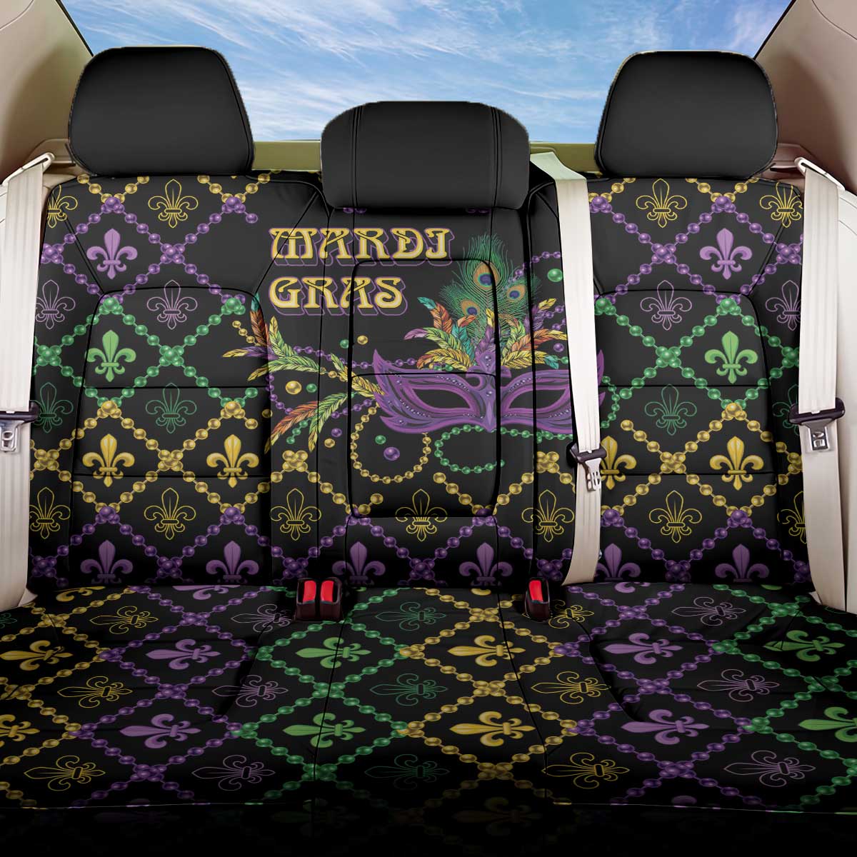 Mardi Gras Carnival Back Car Seat Cover Geometric Pattern Vintage