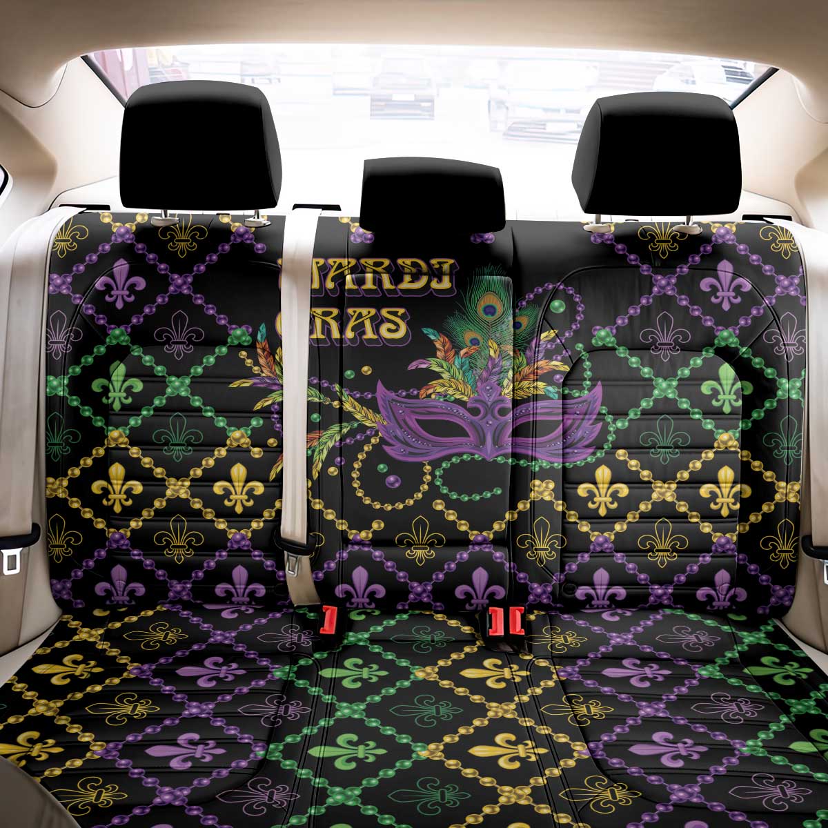 Mardi Gras Carnival Back Car Seat Cover Geometric Pattern Vintage