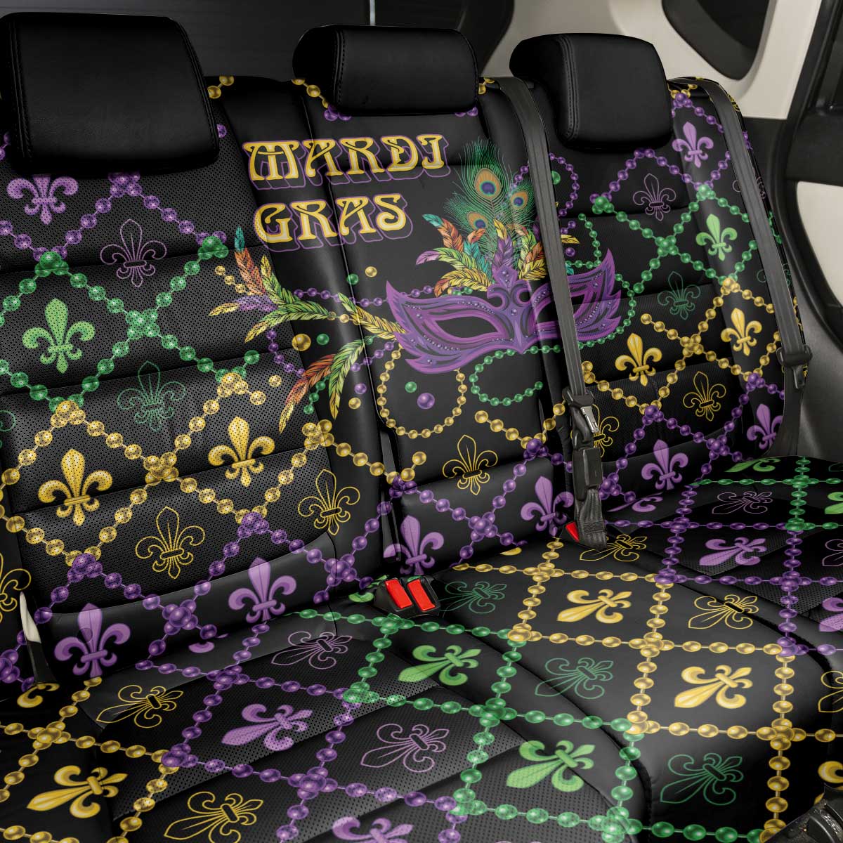 Mardi Gras Carnival Back Car Seat Cover Geometric Pattern Vintage