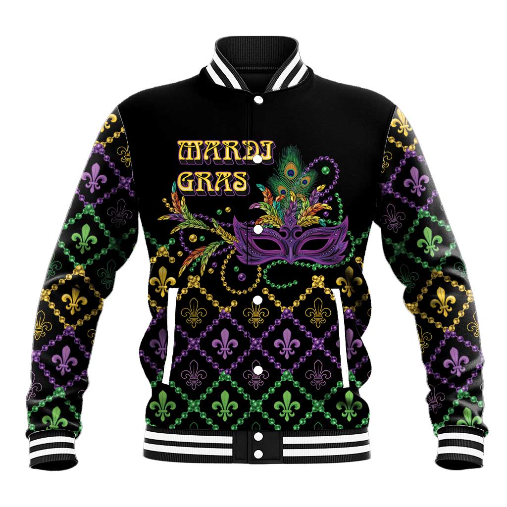 Mardi Gras Carnival Baseball Jacket Geometric Pattern Vintage