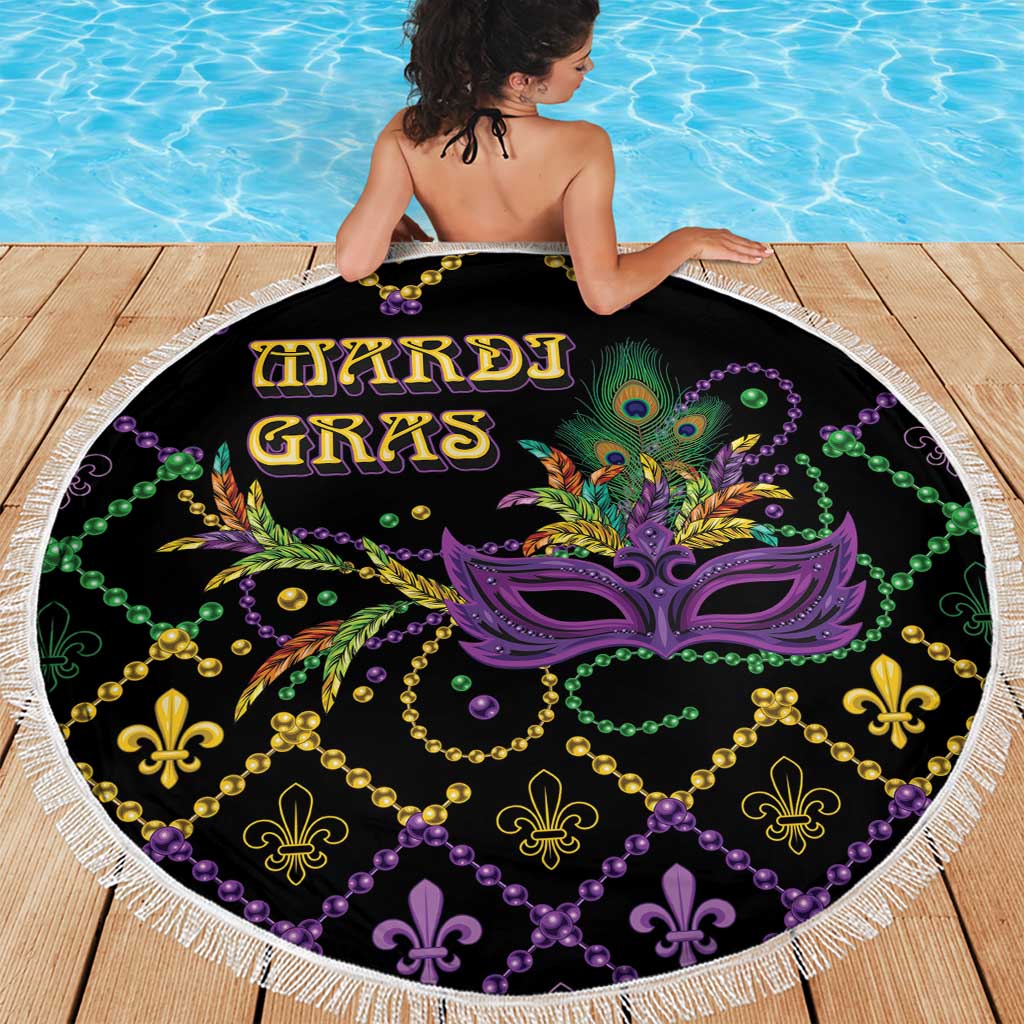 Mardi Gras Carnival Beach Blanket Geometric Pattern Vintage