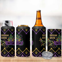 Mardi Gras Carnival 4 in 1 Can Cooler Tumbler Geometric Pattern Vintage