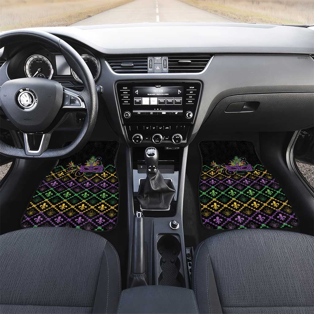 Mardi Gras Carnival Car Mats Geometric Pattern Vintage