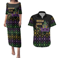 Mardi Gras Carnival Couples Matching Puletasi and Hawaiian Shirt Geometric Pattern Vintage