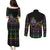 Mardi Gras Carnival Couples Matching Puletasi and Long Sleeve Button Shirt Geometric Pattern Vintage