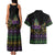Mardi Gras Carnival Couples Matching Tank Maxi Dress and Hawaiian Shirt Geometric Pattern Vintage