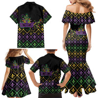 Mardi Gras Carnival Family Matching Mermaid Dress and Hawaiian Shirt Geometric Pattern Vintage LT9 - Wonder Print Shop
