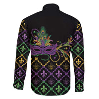 Mardi Gras Carnival Family Matching Off The Shoulder Long Sleeve Dress and Hawaiian Shirt Geometric Pattern Vintage