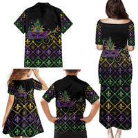 Mardi Gras Carnival Family Matching Puletasi and Hawaiian Shirt Geometric Pattern Vintage