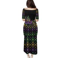 Mardi Gras Carnival Family Matching Puletasi and Hawaiian Shirt Geometric Pattern Vintage
