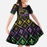 Mardi Gras Carnival Family Matching Short Sleeve Bodycon Dress and Hawaiian Shirt Geometric Pattern Vintage - Wonder Print Shop