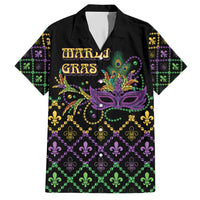 Mardi Gras Carnival Family Matching Short Sleeve Bodycon Dress and Hawaiian Shirt Geometric Pattern Vintage - Wonder Print Shop