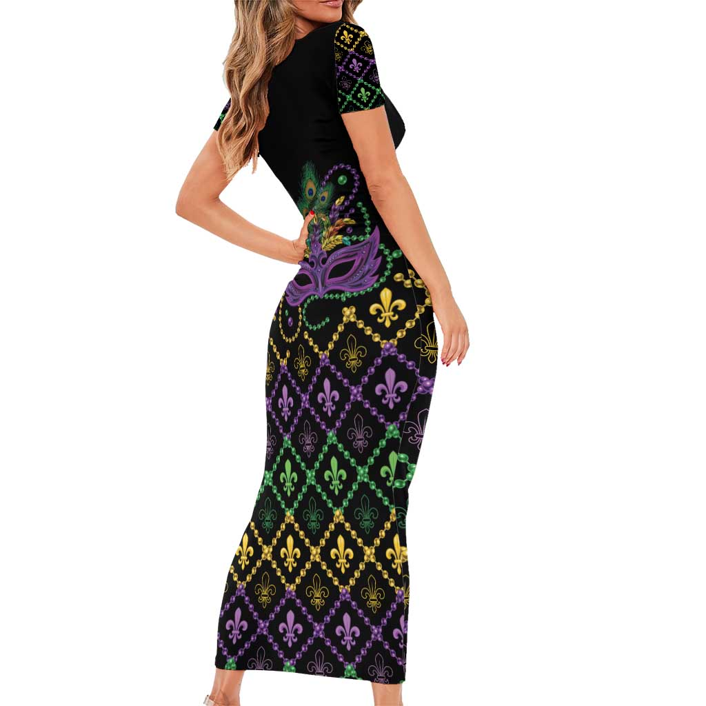 Mardi Gras Carnival Family Matching Short Sleeve Bodycon Dress and Hawaiian Shirt Geometric Pattern Vintage - Wonder Print Shop