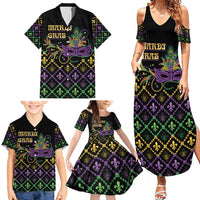 Mardi Gras Carnival Family Matching Summer Maxi Dress and Hawaiian Shirt Geometric Pattern Vintage - Wonder Print Shop