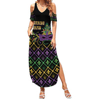 Mardi Gras Carnival Family Matching Summer Maxi Dress and Hawaiian Shirt Geometric Pattern Vintage - Wonder Print Shop