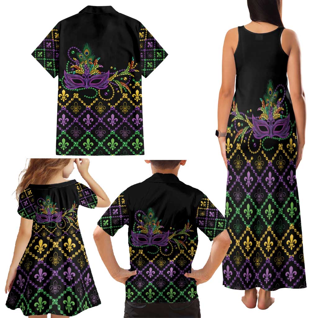 Mardi Gras Carnival Family Matching Tank Maxi Dress and Hawaiian Shirt Geometric Pattern Vintage - Wonder Print Shop