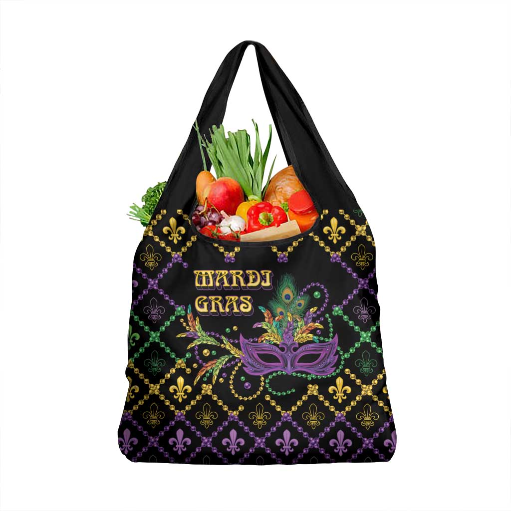 Mardi Gras Carnival Grocery Bag Geometric Pattern Vintage