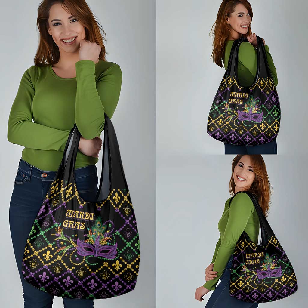 Mardi Gras Carnival Grocery Bag Geometric Pattern Vintage