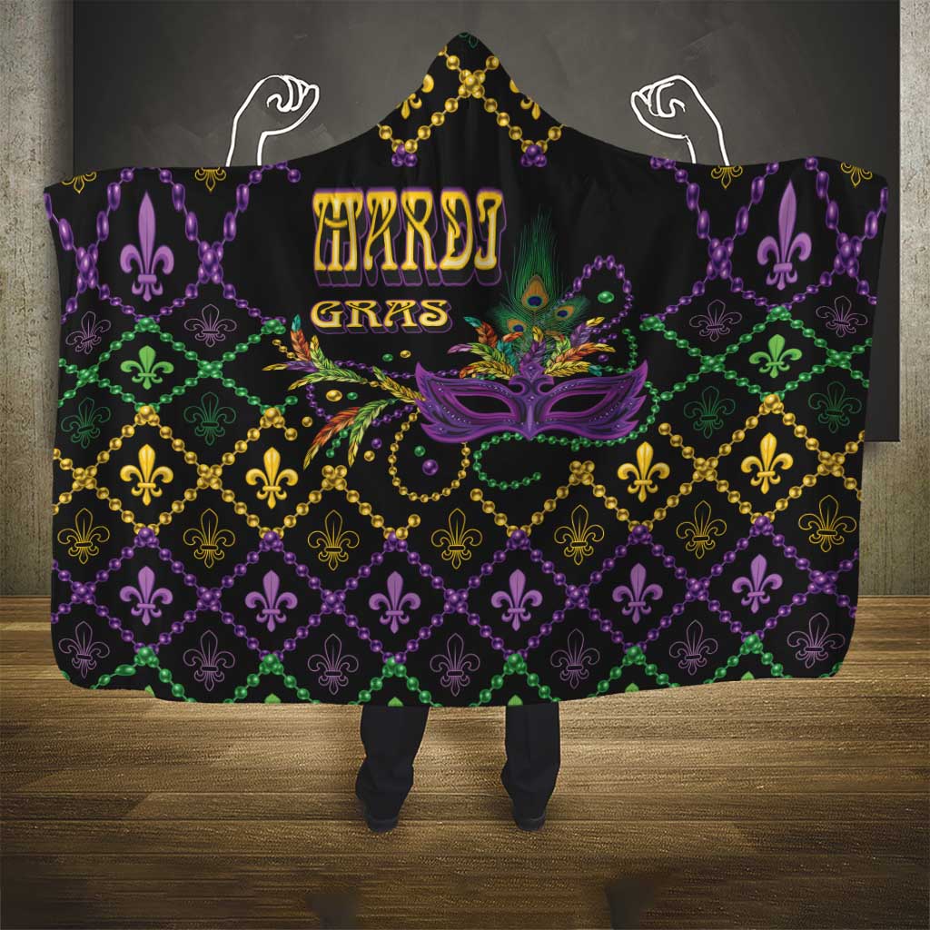 Mardi Gras Carnival Hooded Blanket Geometric Pattern Vintage - Wonder Print Shop