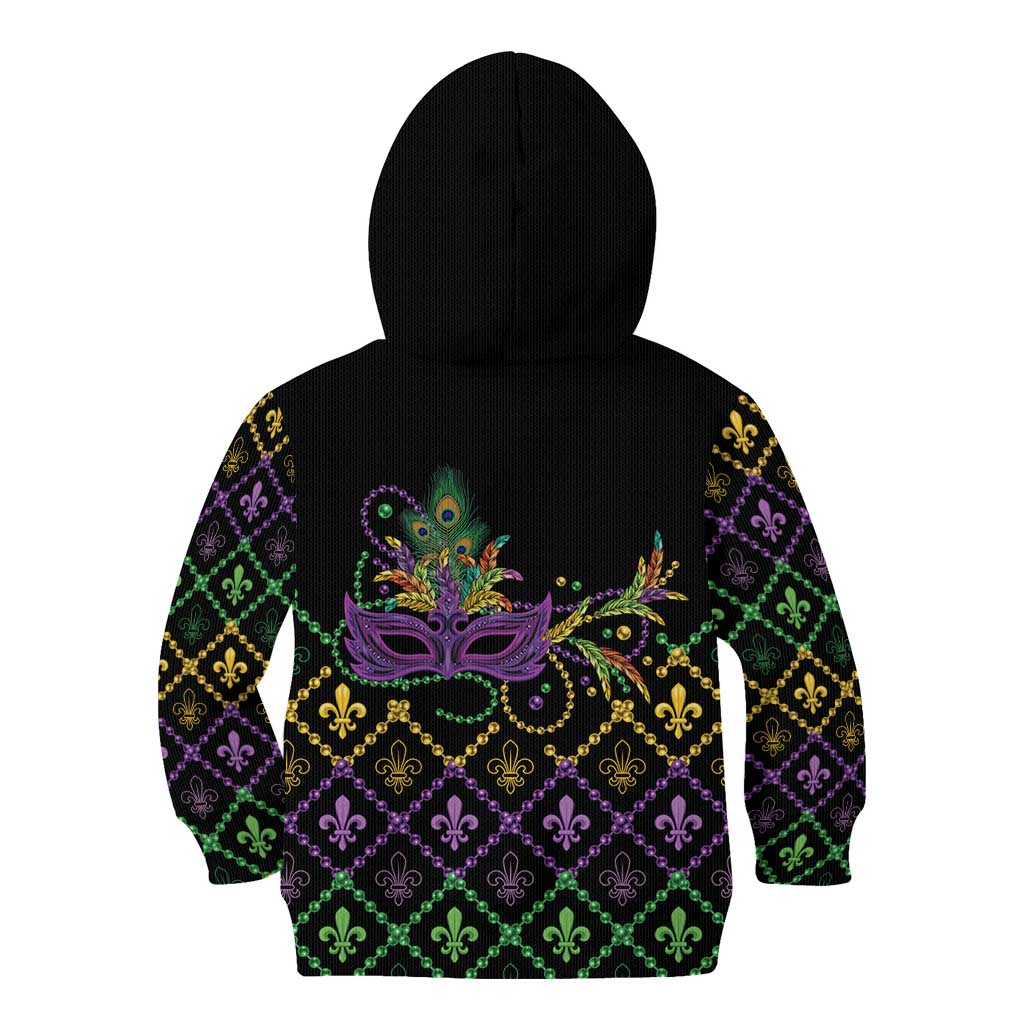 Mardi Gras Carnival Kid Hoodie Geometric Pattern Vintage - Wonder Print Shop