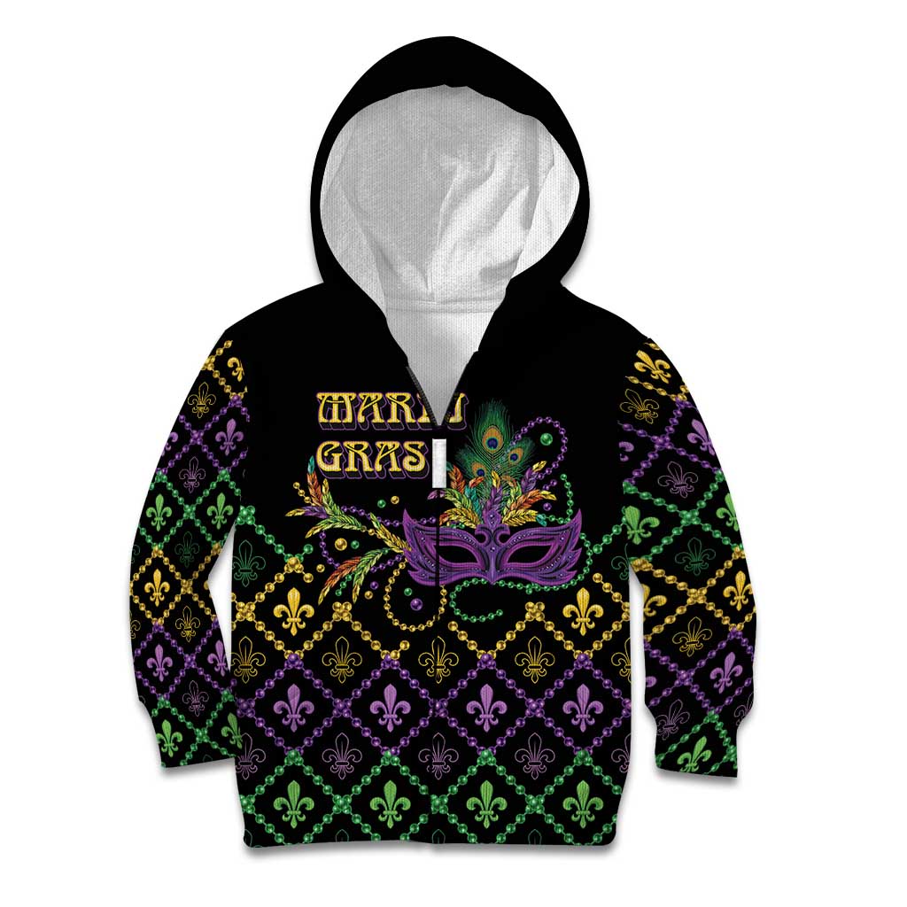 Mardi Gras Carnival Kid Hoodie Geometric Pattern Vintage - Wonder Print Shop