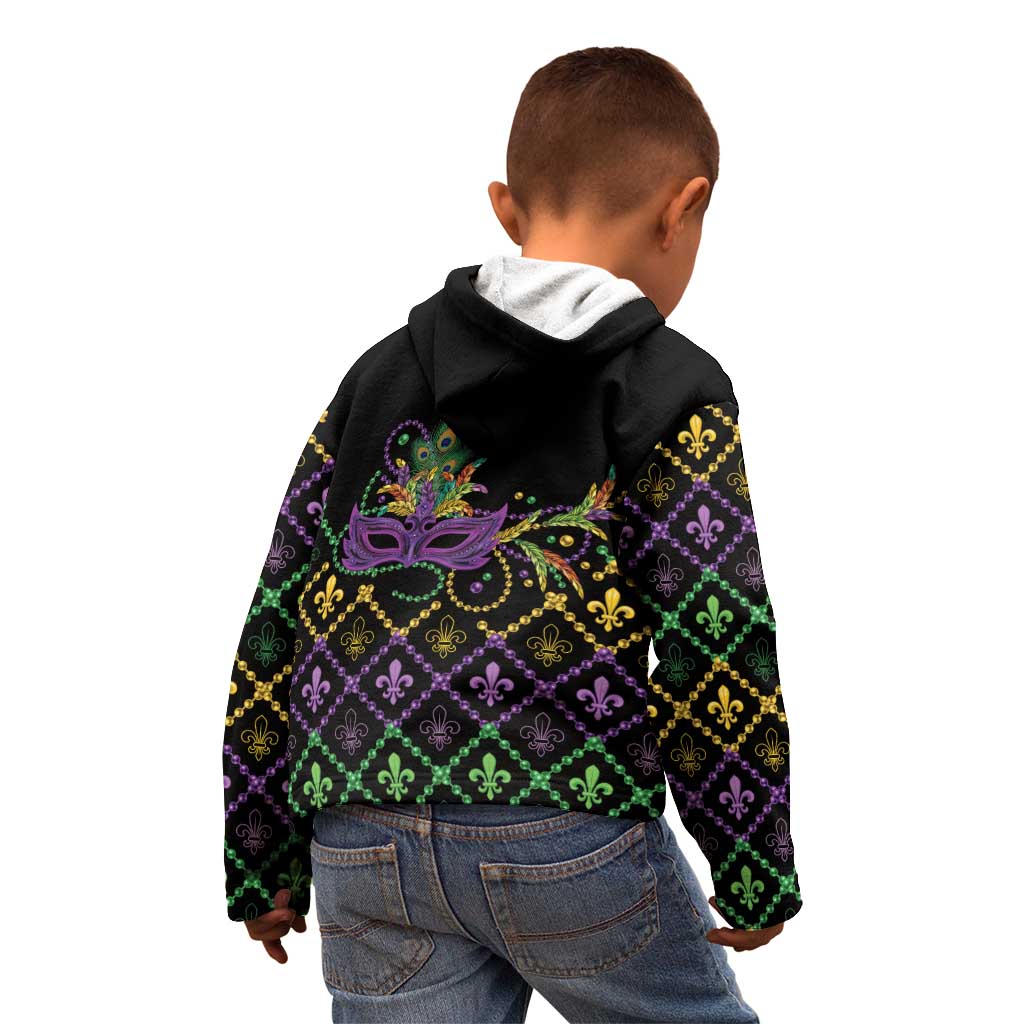 Mardi Gras Carnival Kid Hoodie Geometric Pattern Vintage - Wonder Print Shop